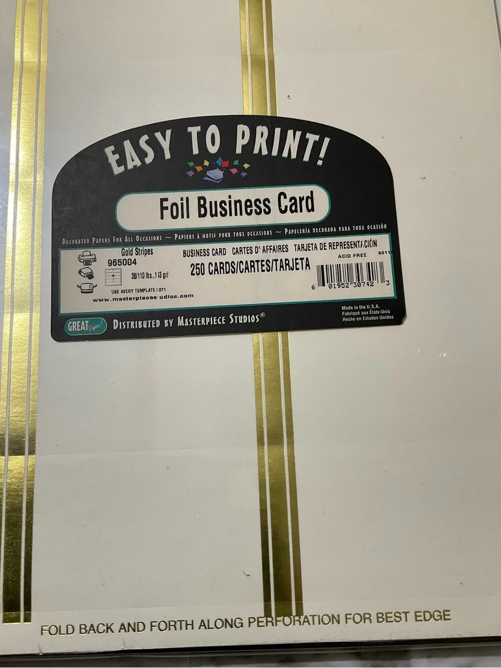 Specialty Tri-Fold Brochures and Foil Business Cards White Cream Stationery